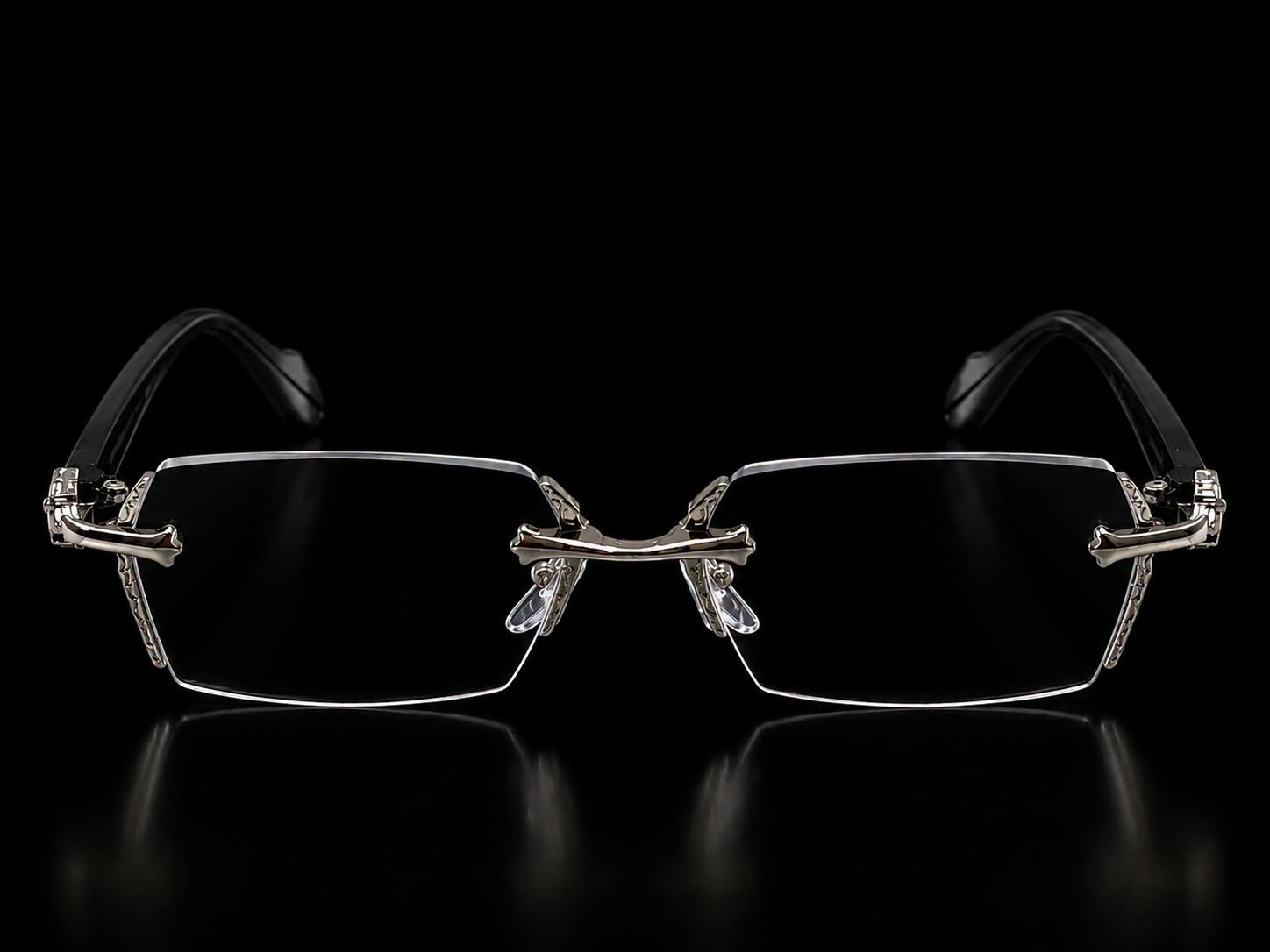 Silver Crest Rimless Rectangle Sunglasses