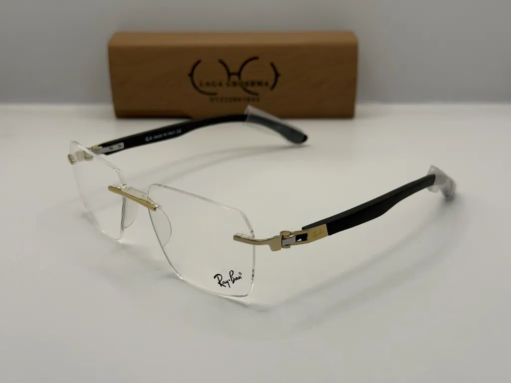Laga Lumen Rectangle Rimless Metal Eyeglasses