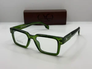Laga Bram Rectangle Full Rim Celluloid Eyeglasses Green