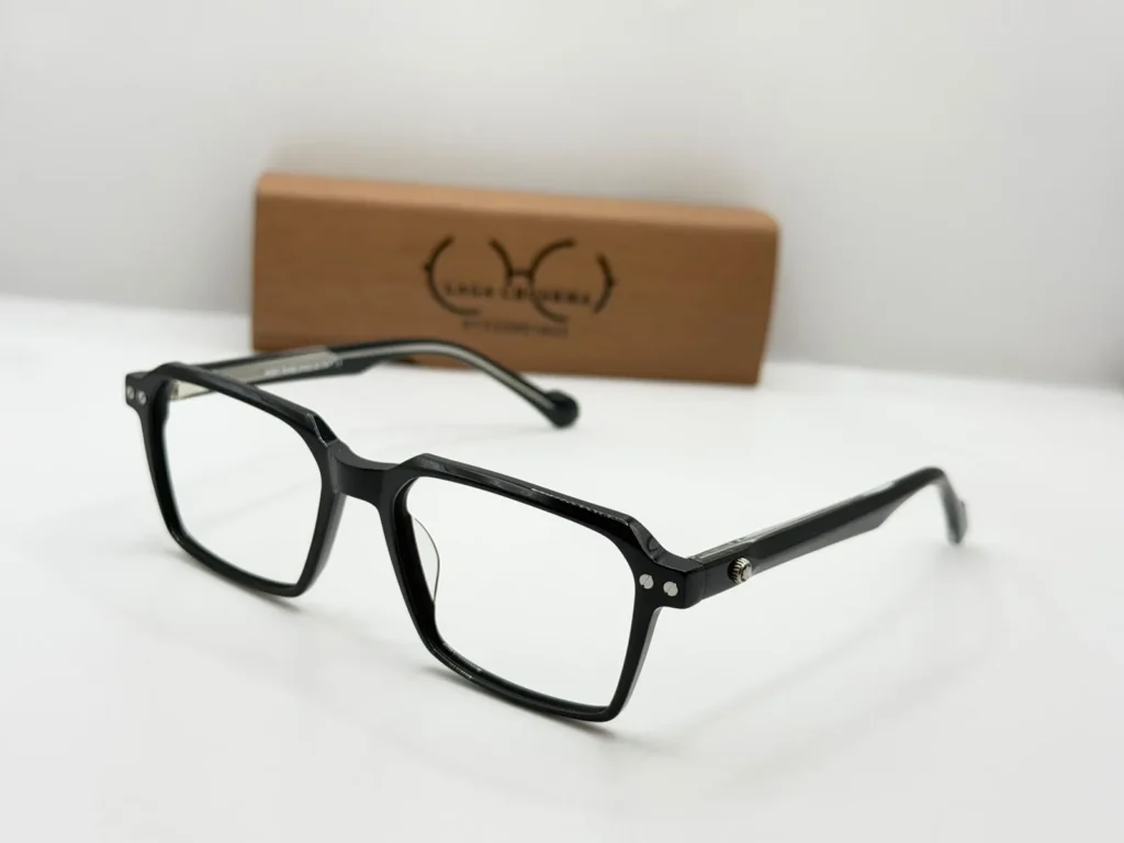 Laga Fletcher Rectangle Full Rim Acetate Eyeglasses Black & Silver