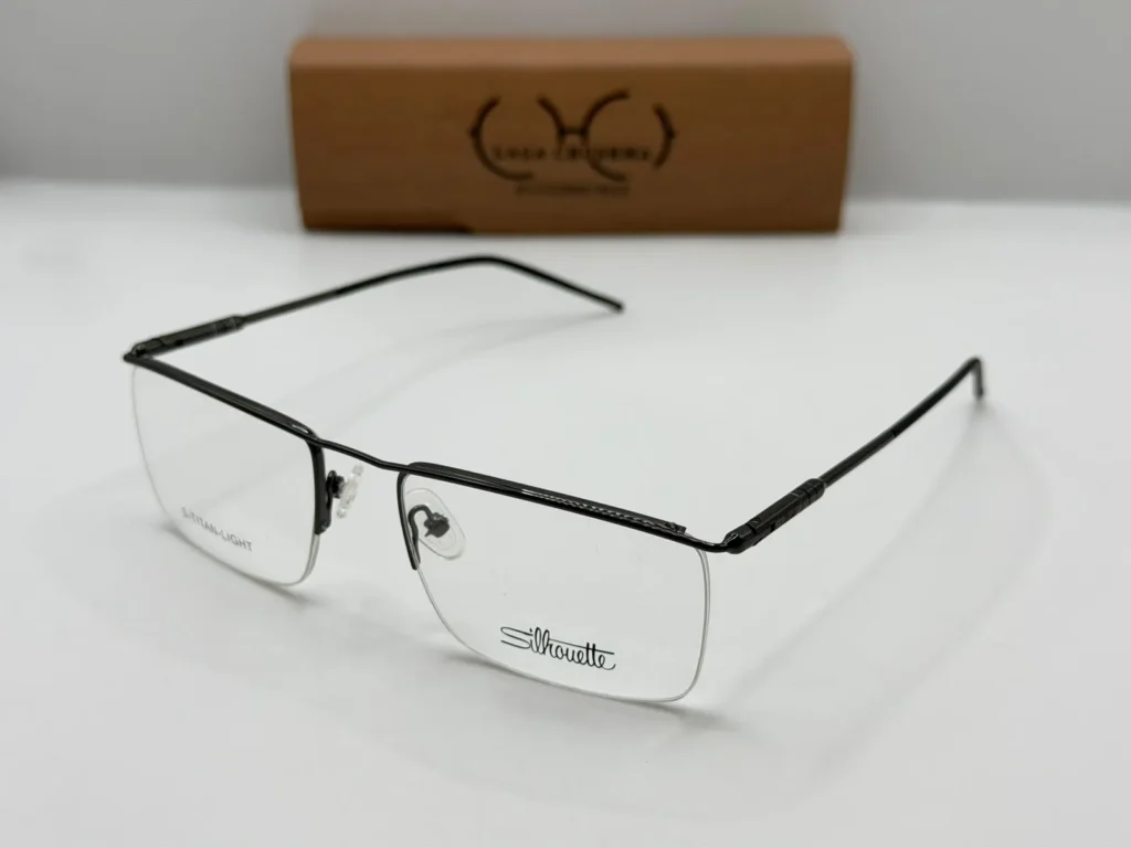 Laga Keaton Rectangle Semi Rimless Metal Eyeglasses Gunmetal