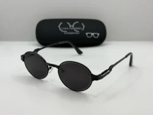Laga Oriel Oval Full Rim Metal Sunglasses Black