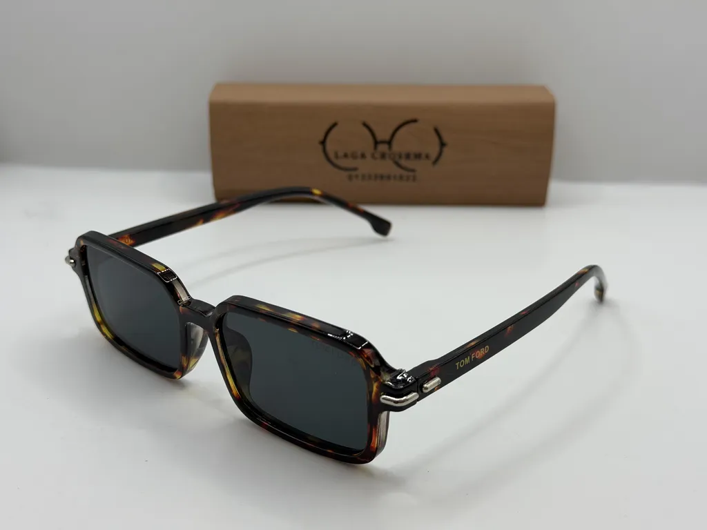Laga Pax Narrow Rectangle Full Rim Celluloid Sunglasses