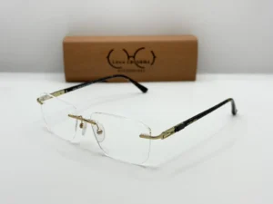 Laga Stellan Rectangle Rimless Titanium Eyeglasses Gold & Black