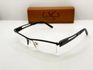 Laga Stride Rectangle Semi Rimless Metal Eyeglasses Black