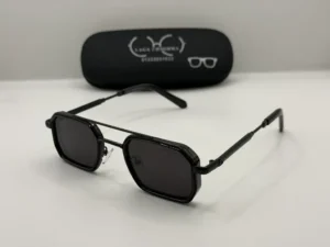 Laga Torin Geometric Full Rim Metal Sunglasses Black